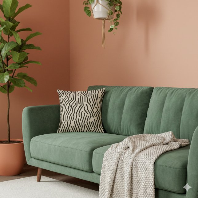 Almofada Negra e bege moderna Striped (Black and Beige modern Striped Throw Pillow)