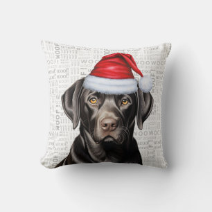 Almofada Negra Engraçada Cachorro Cachorro Aquarela Natal