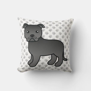 Almofada Negra-Inglês Escafo - Cartoon Cachorro e patas