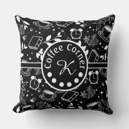 Almofada Negra-negra do amante do café meio século moderno