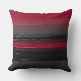 Almofada negrito cinza vermelha, faixas pretas de pincelada