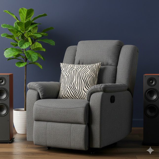 Almofada Negro e bege moderno riscado (Modern Black and Beige Striped Throw Pillow)