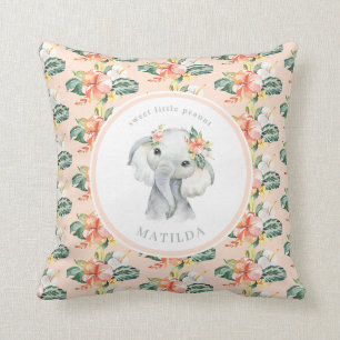 Almofada Neném floral de elefante de amendoim doce