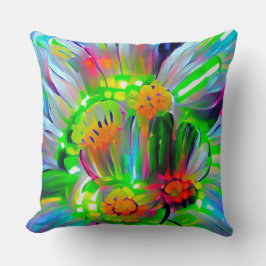 Almofada Neon Abstrato Daisies com cores vívidas