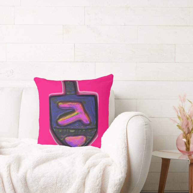 Almofada Néon-arco-íris escuro Hanukkah dreidel (Sofá)