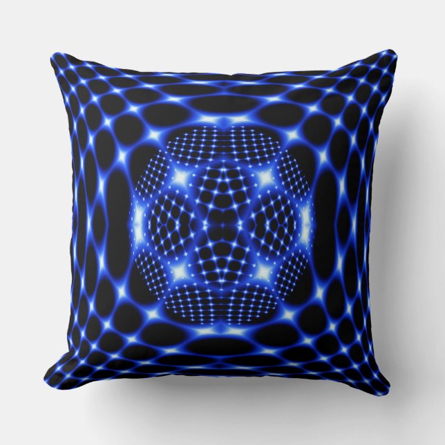 Almofada Neon Blue Globe fractal (Frente)