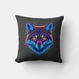 Almofada Neon Fox Face – Vibrant Glowing Design