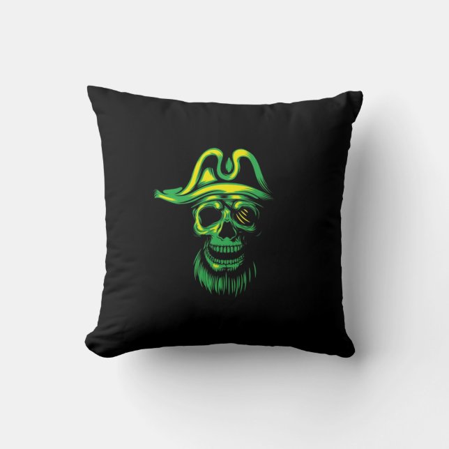 Almofada Neon Green Pirate Skull (Frente)