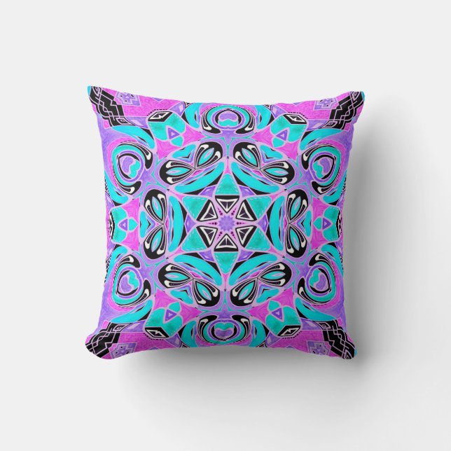 Almofada Neon kaleidoscope, mandala (Frente)