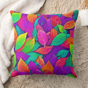Almofada Neon Leaves: Fluxo de Cartoon