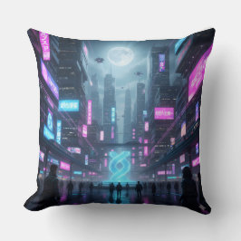Almofada Neon Metropolis Pulse Throw Pillow