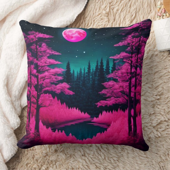 Almofada Neon Moonlit Forest Fantasy Art (Cobertor)
