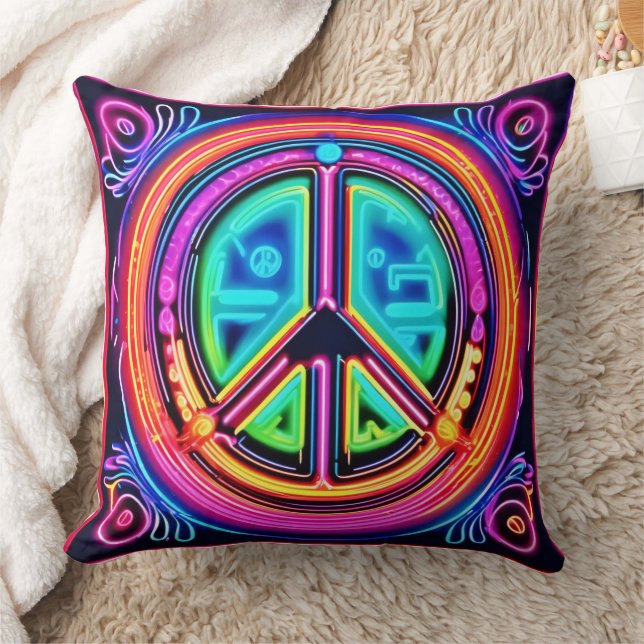 Almofada Neon Peace Mandala (Cobertor)