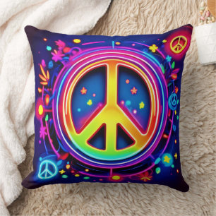 Almofada Neon Peace Símbolo Art