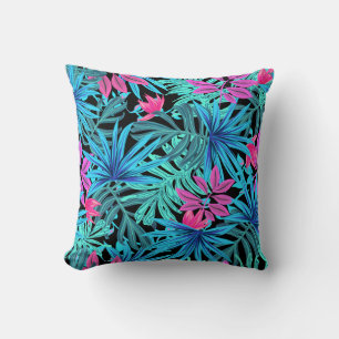 Almofada Neon Pink e Blue Tropical Plant Standard