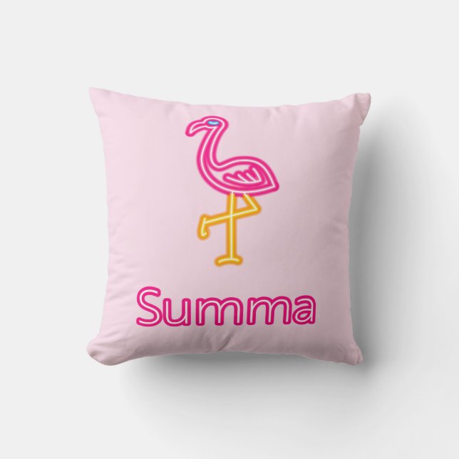 Almofada Neon Pink Flamingo Summa (Verão) (Frente)