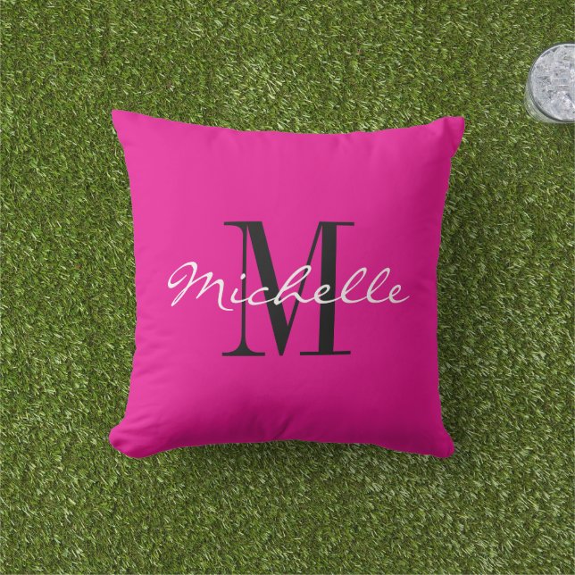 Almofada Neon pink outside decoration pillow with monogram (Grama)