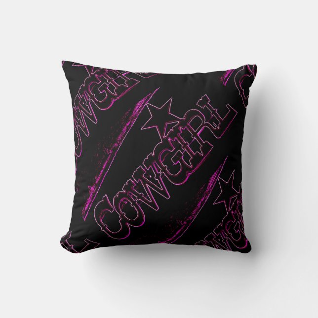 Almofada neon rosa cowgirl preta (Frente)