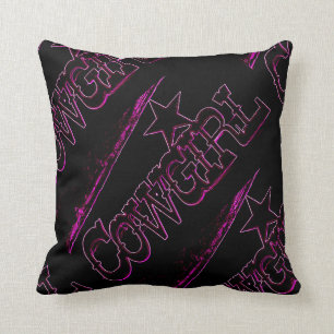 Almofada neon rosa cowgirl preta