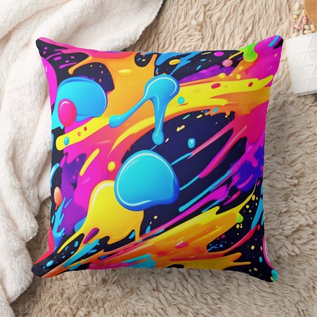 Almofada Neon Splatter Paint Art (Cobertor)