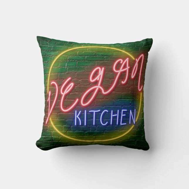 Almofada Neon Vegan Kitchen Sinal (Frente)