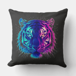 Almofada Neon White Tiger – Glowing Cyberpunk Wildlife Art
