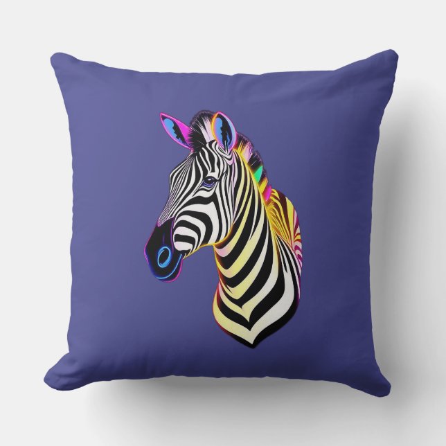 Almofada Neon Zebra brilhante (Frente)