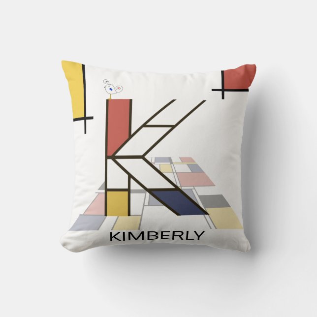 Almofada Neoplasticismo Art Monograma Legal. Letra K (Frente)