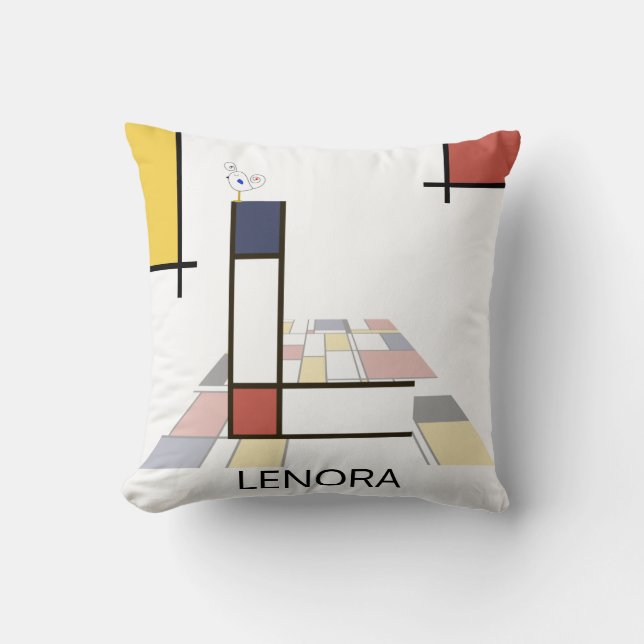 Almofada Neoplasticismo Art Monograma Legal. Letra L (Frente)