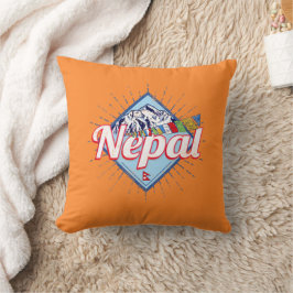 Almofada Nepal com Bandeiras Retro Feriado Vintage