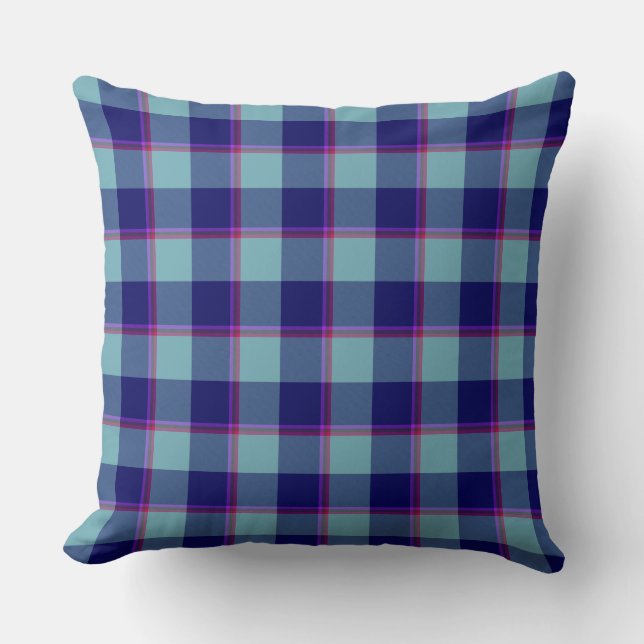 Almofada Neptune and Gulf Blue Plaid (Frente)
