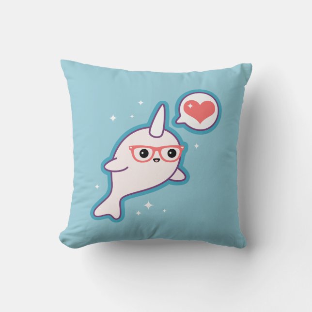 Almofada Nerd bonito Narwhal (Frente)