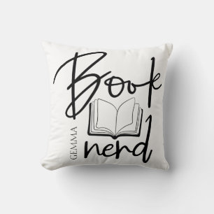 Almofada Nerd de Livro Preto Script Fundido Livro Nome do S