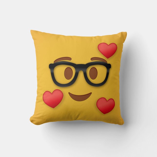 Almofada Nerd emoji com travesseiro circular (Frente)