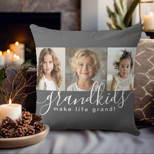 Almofada Netos dão vida à terceira colagem fotográfica nas  (Personalize this pillow for a great gift for Grandparents!)