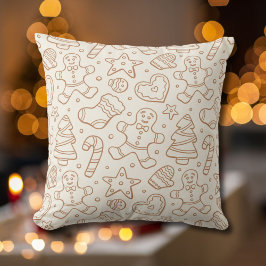 Almofada Neutral Boho Christmas Gingerbread Man Beige