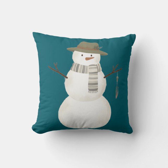 Almofada Neutral Boho Snowman Throw Pillow  (Frente)