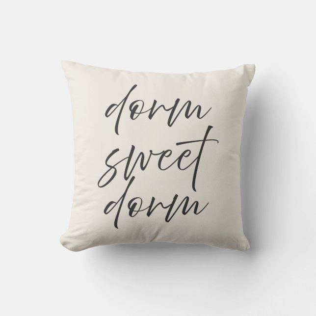 Almofada Neutral “Dorm Sweet Dorm” Pillow | Ivory & Gray (Frente)
