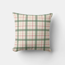 Almofada Neutral Green Plaid Farmhouse Throw Pillow