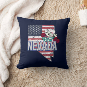 Almofada Nevada United States Retro Map Vintage USA Casino