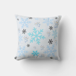 Almofada Neves e flocos de neve em azul claro