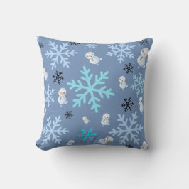 Almofada Neves e flocos de neve em azul-real