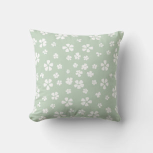 Almofada Névoa branca-branca-boho-moderna, verde-cinzento-s