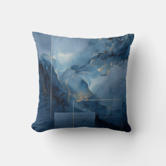 Almofada Nevoeiro Geométrico Abstrato Azul Turquesa Enquadr
