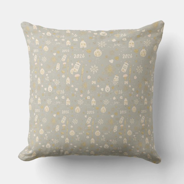 Almofada New Year Family Keepsake Pillow – Gold Hearts (Frente)