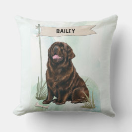 Almofada Newfoundland Watercolor Personalized Dog