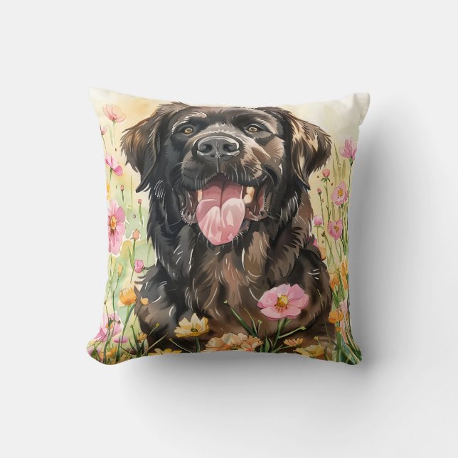 Almofada Newfoundland Watercolor Throw Pillow  (Frente)
