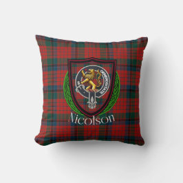 Almofada Nicolson Scottish Clan Tartan & Crest