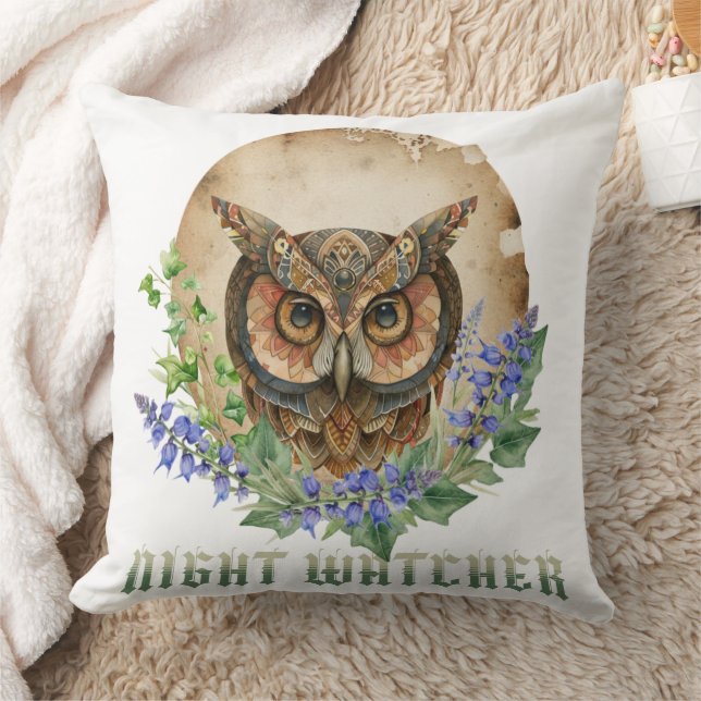 Almofada Night Watcher Boho Owl Illustration (Cobertor)