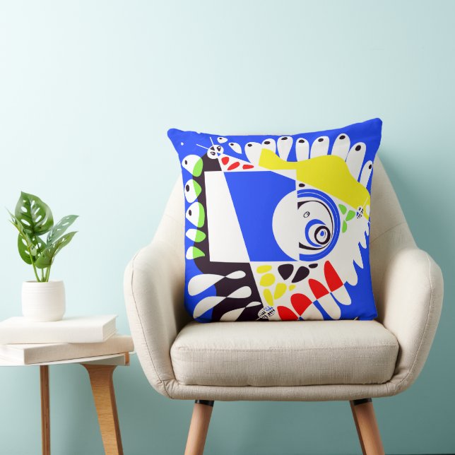 Almofada Ninho de Pássaro - Branco Azul Real (Cadeira)